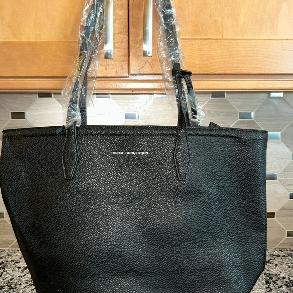 French Connection Bethan Pebble Tote Black 12X14X6 in. Brand New Dust Bag Incl. - Picture 13 of 15